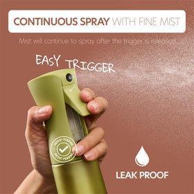 MIGHTY STRONG Continuous Spray Bottle in use for hair styling