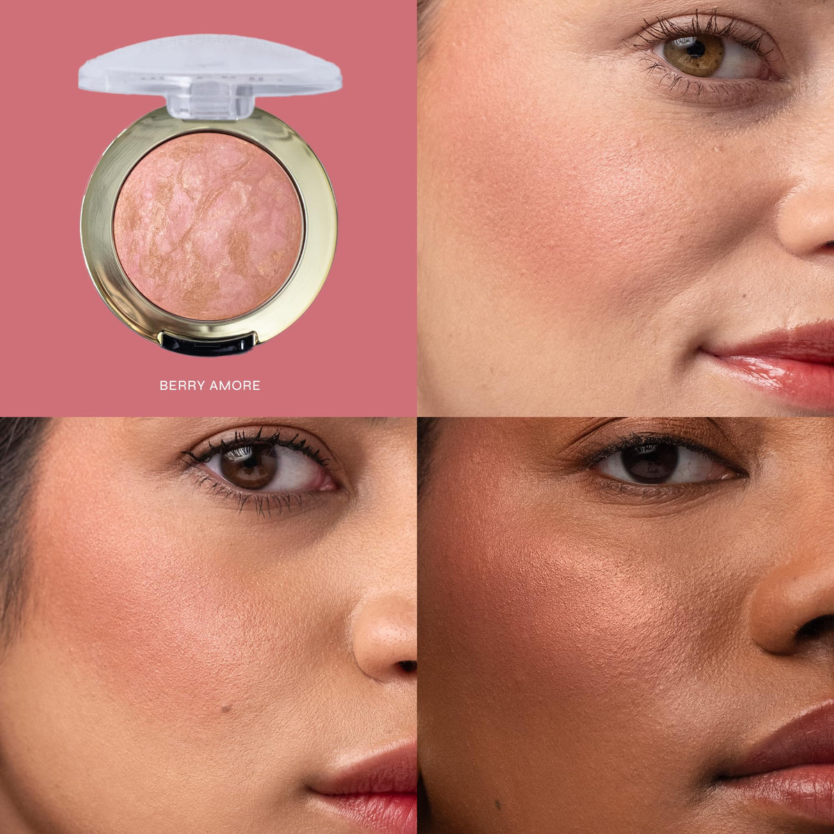 Milani Baked Blush Berry Amore swatch on skin