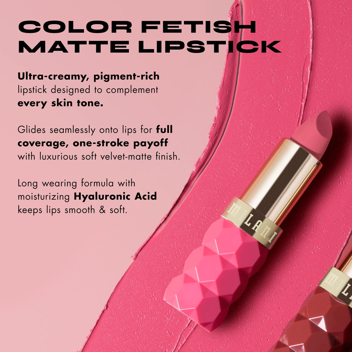 Milani Color Fetish Matte Lipstick Tease swatch on skin
