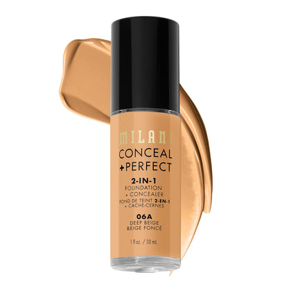 Milani Conceal + Perfect 2-in-1 Foundation + Concealer 06A-Deep Beige front view