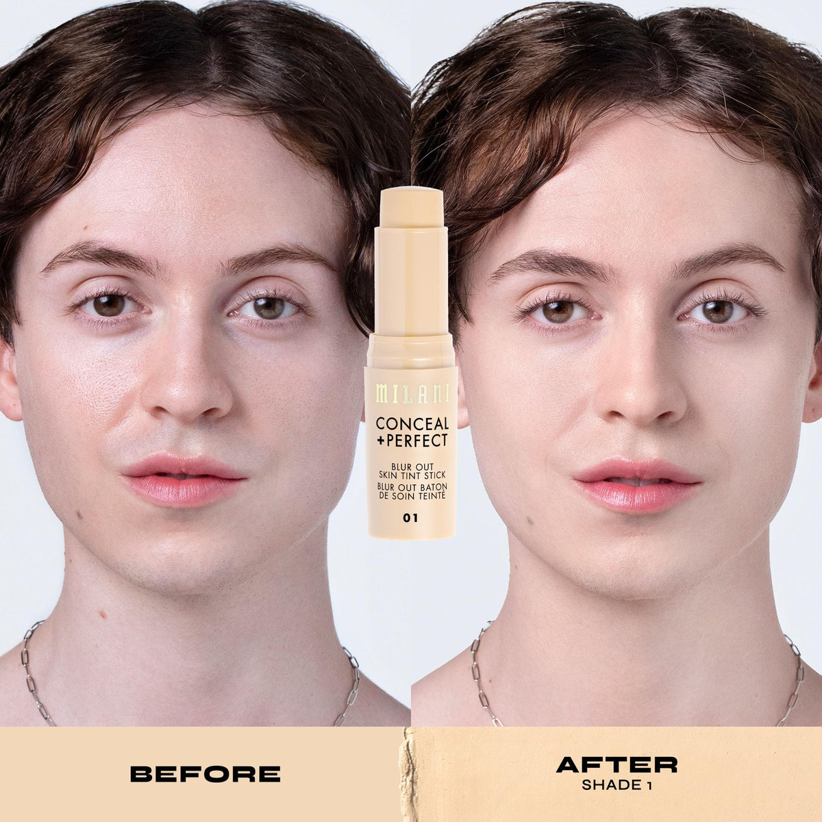 Milani Conceal + Perfect Blur Out Skin Tint Foundation 01-Very Fair Neutral application brush
