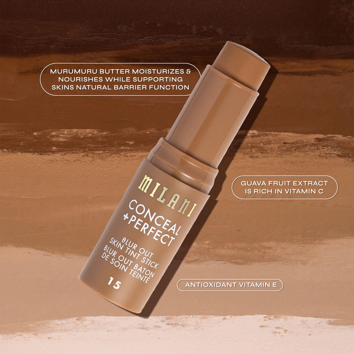 Milani Conceal + Perfect Blur Out Skin Tint Foundation 12-Medium Olive shade range display