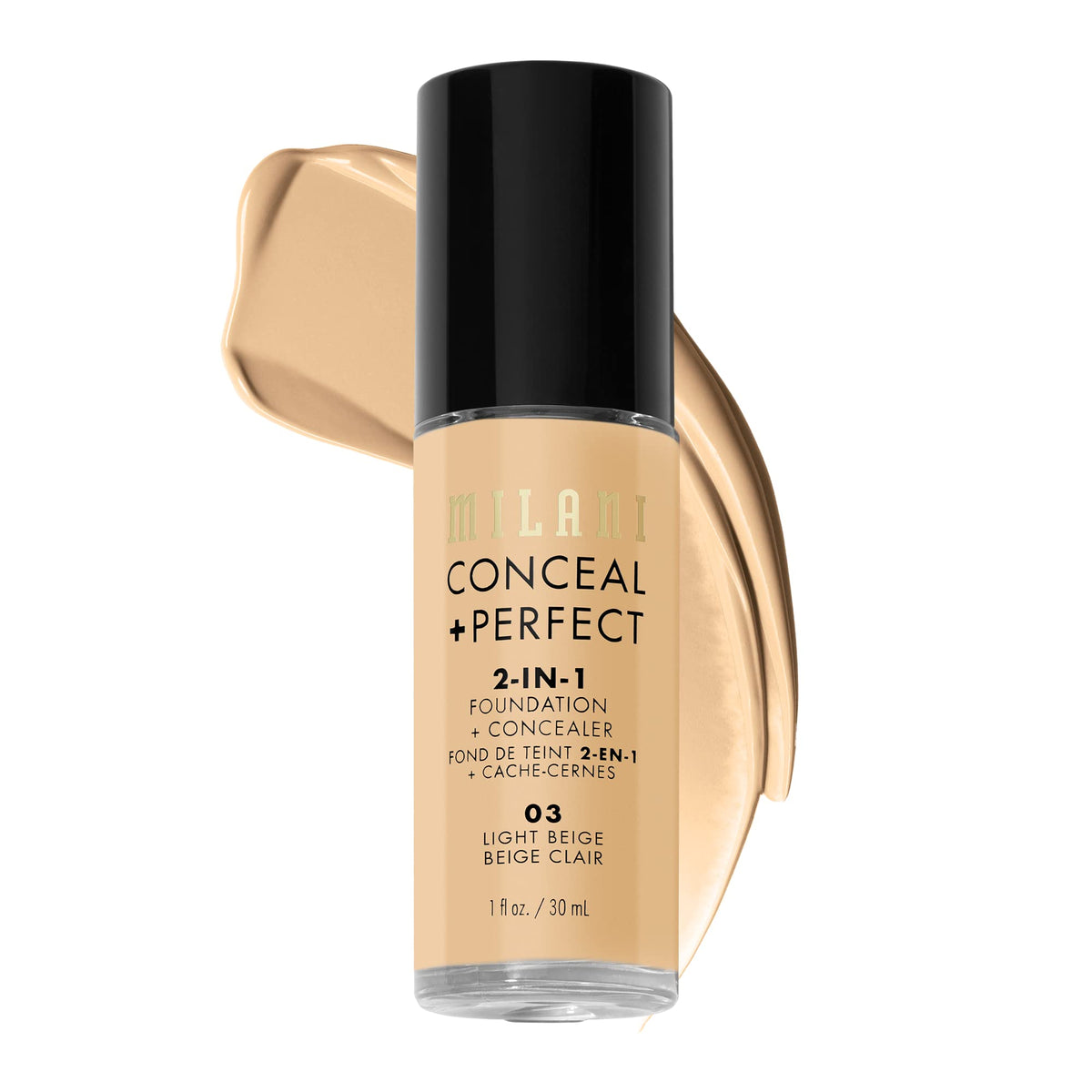 Milani Conceal + Perfect Liquid Foundation Light Beige front view