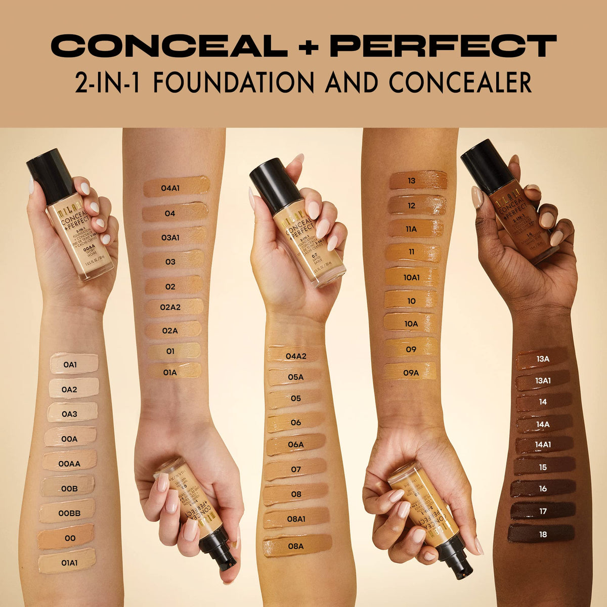 Milani Conceal + Perfect Liquid Foundation Warm Sand with applicator