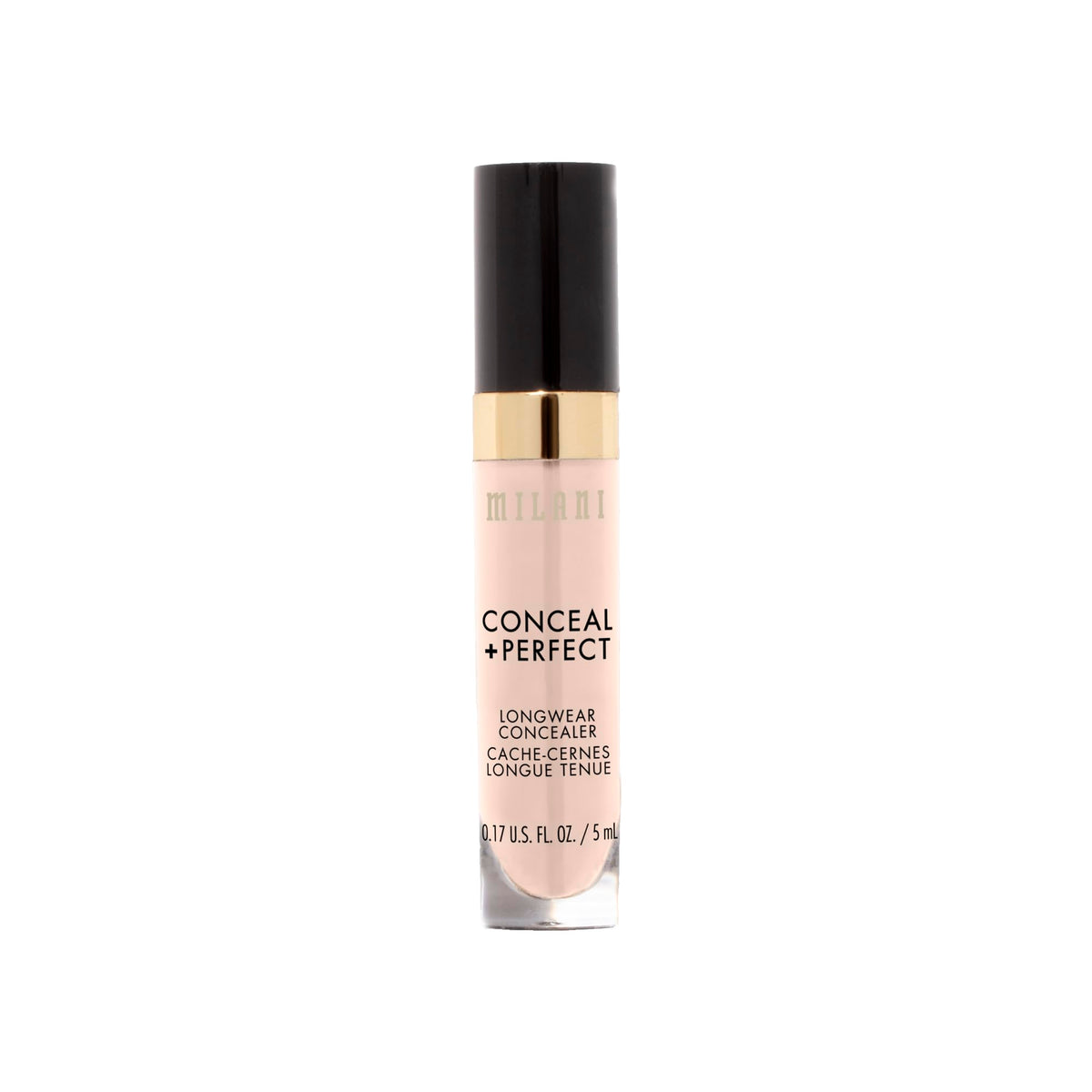 Milani Conceal + Perfect Longwear Concealer Ivory Rose texture on fingertip