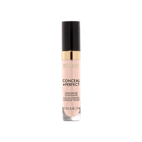 Milani Conceal + Perfect Longwear Concealer Ivory Rose texture on fingertip
