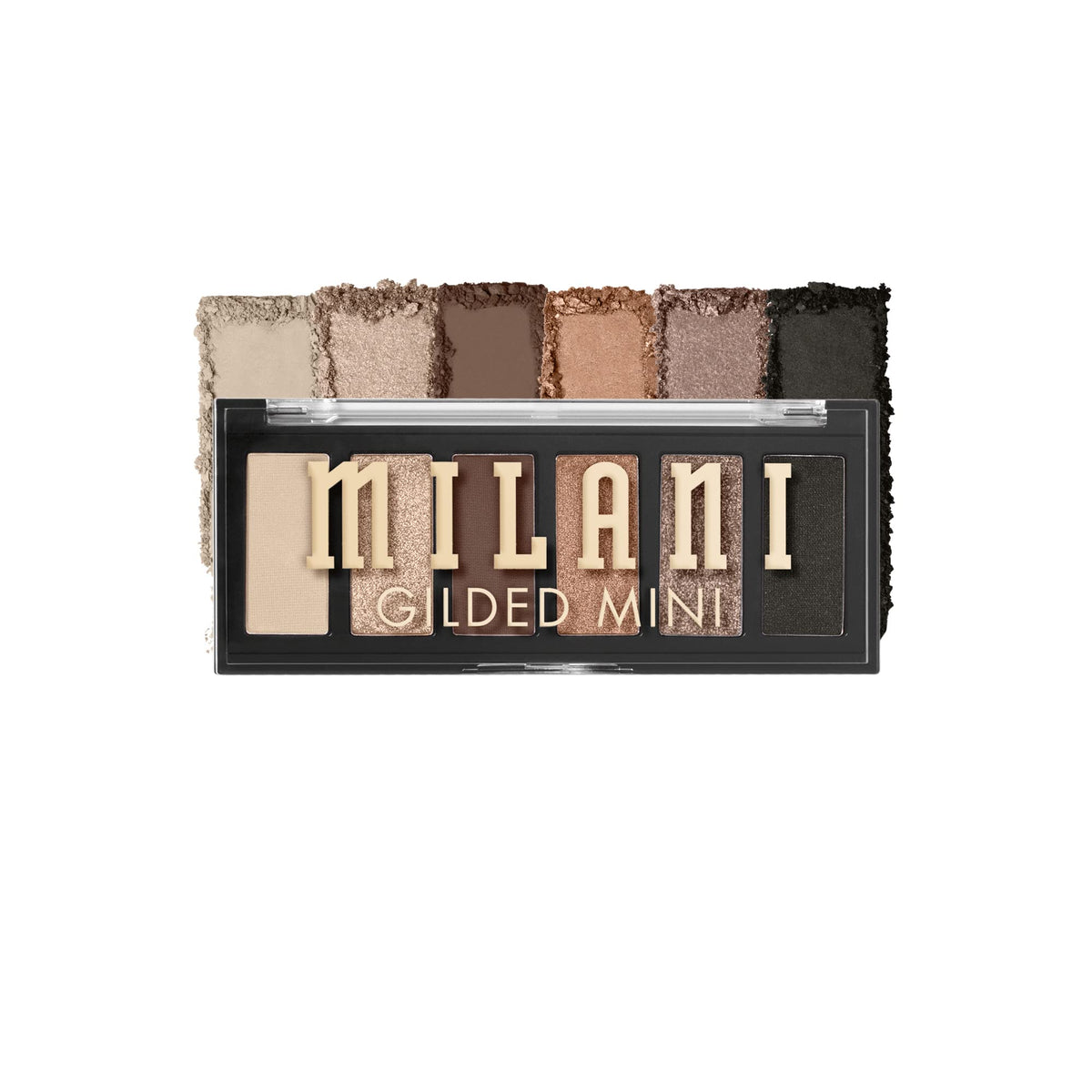 Milani Gilded Mini Eyeshadow Palette front view with 6 shades
