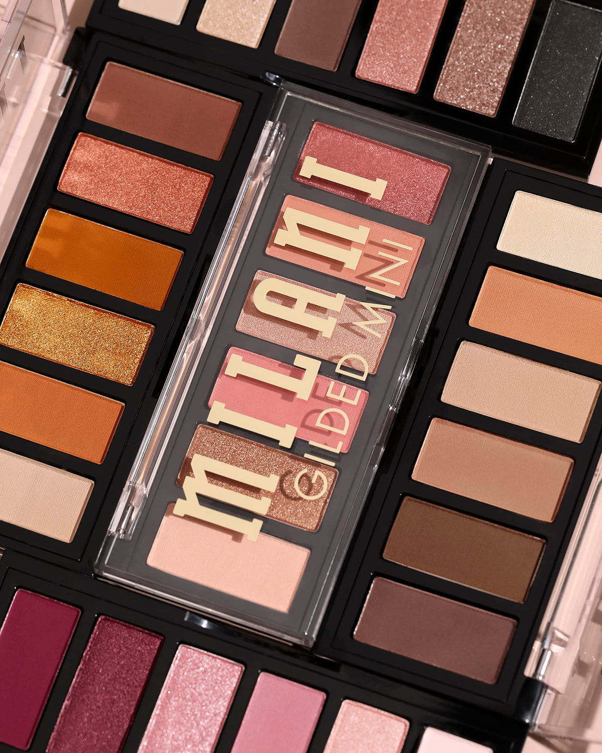 Milani Gilded Mini Eyeshadow Palette with makeup brushes