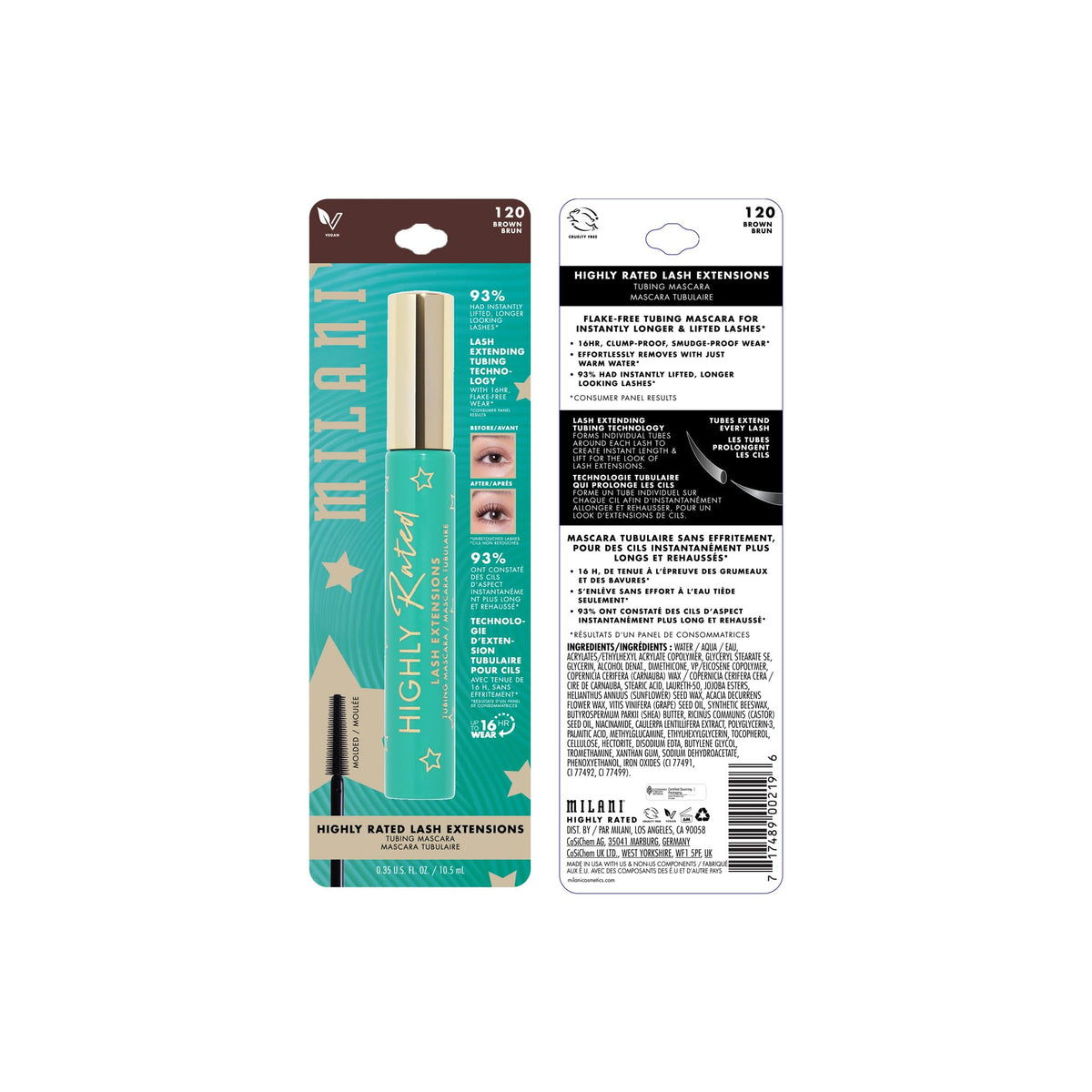 Milani Highly Rated Tubing Mascara brown packaging