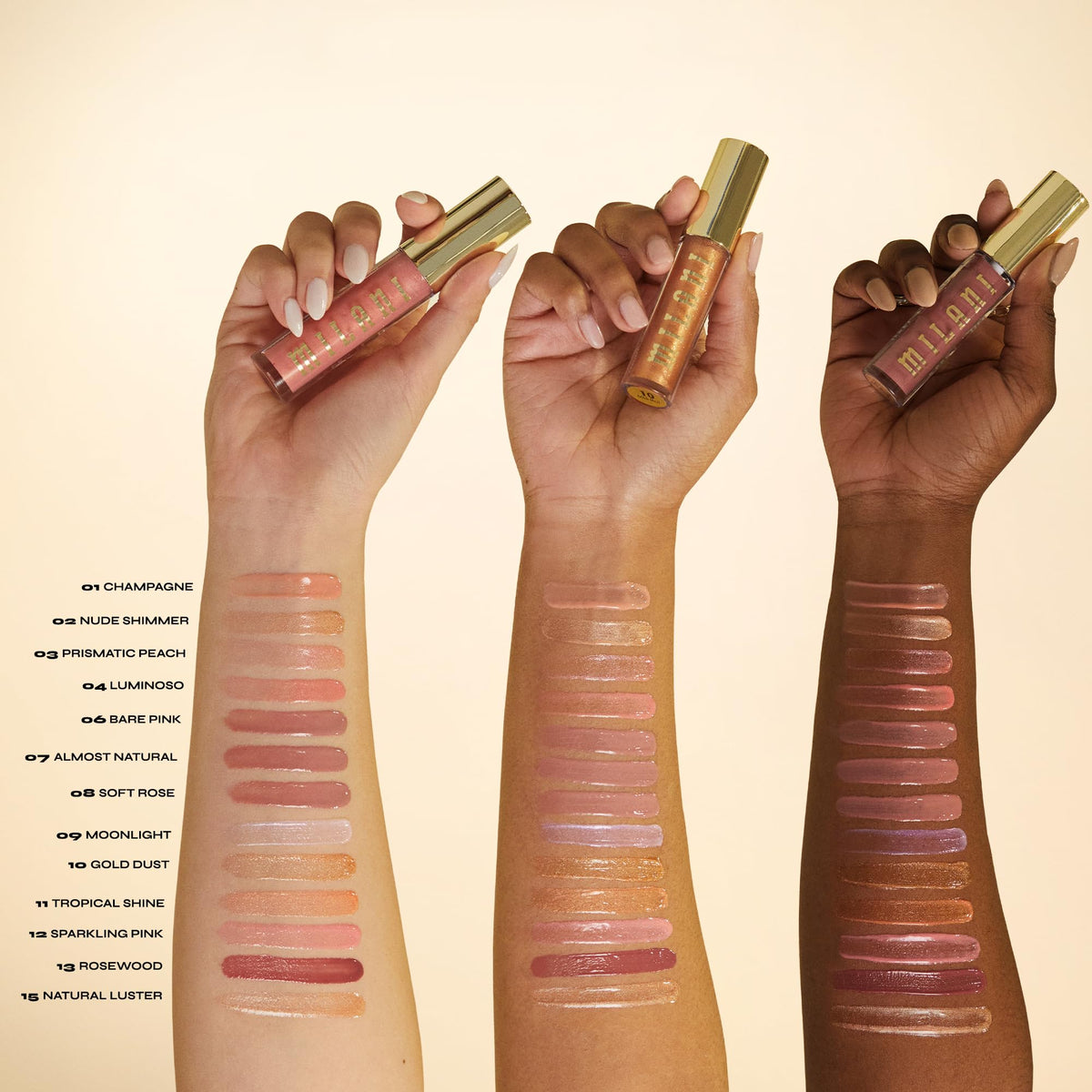 Milani Lip Gloss Soft Rose shade swatch