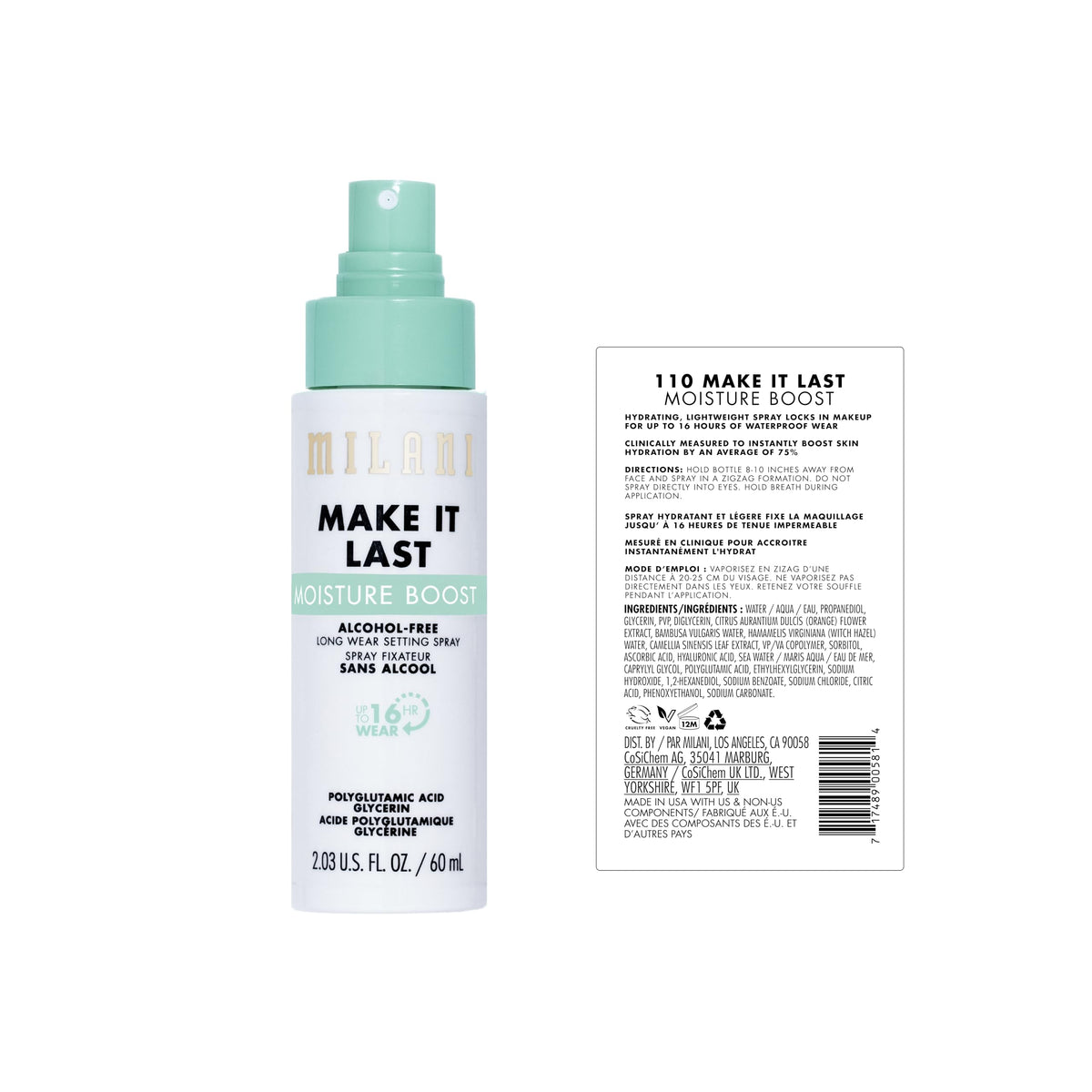 Milani Make It Last Moisture Setting Spray back view
