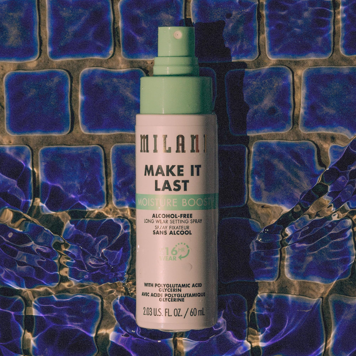 Milani Make It Last Moisture support Setting Spray showing ingredients