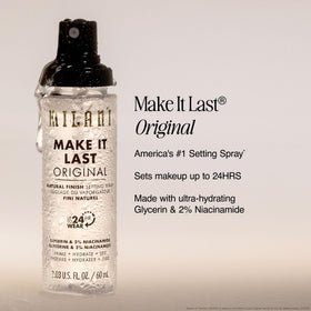 Milani Make It Last Setting Spray natural finish bottle close-up