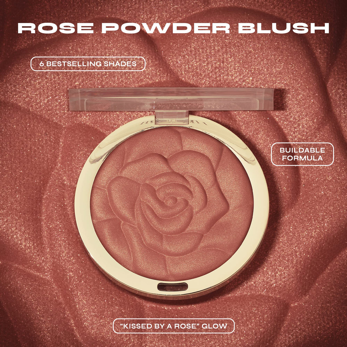 Milani Rose Blush Coral Cove on model's cheeks