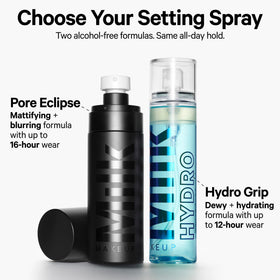 Milk Makeup Hydro Grip Set + Refresh Spray lifestyle scene on vanity