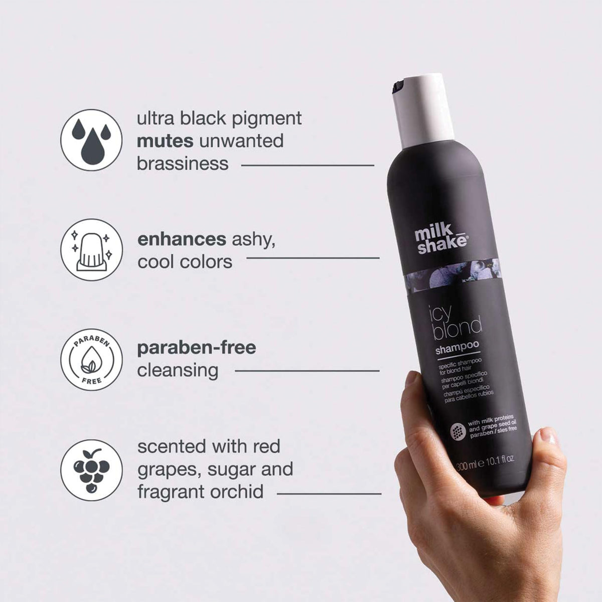 milk_shake Icy Blond Shampoo 1000ml back view with ingredients