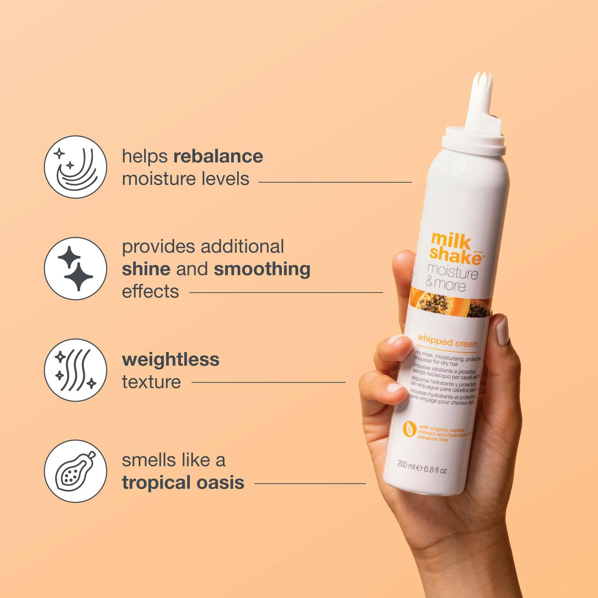 milk_shake Moisture & More Leave-In Foam application on hair