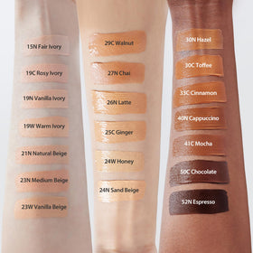MILKTOUCH Cushion Foundation shade range display