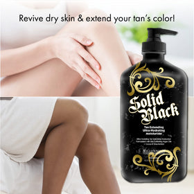 Millennium Tanning Solid Black Tan Extender Moisturiser being applied to skin