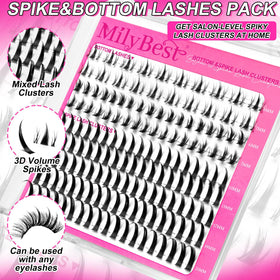 MilyBest Bottom Lash Clusters displayed on a makeup table