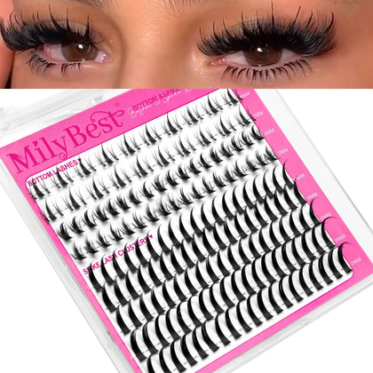 MilyBest Bottom Lash Clusters front view with mixed length spikes