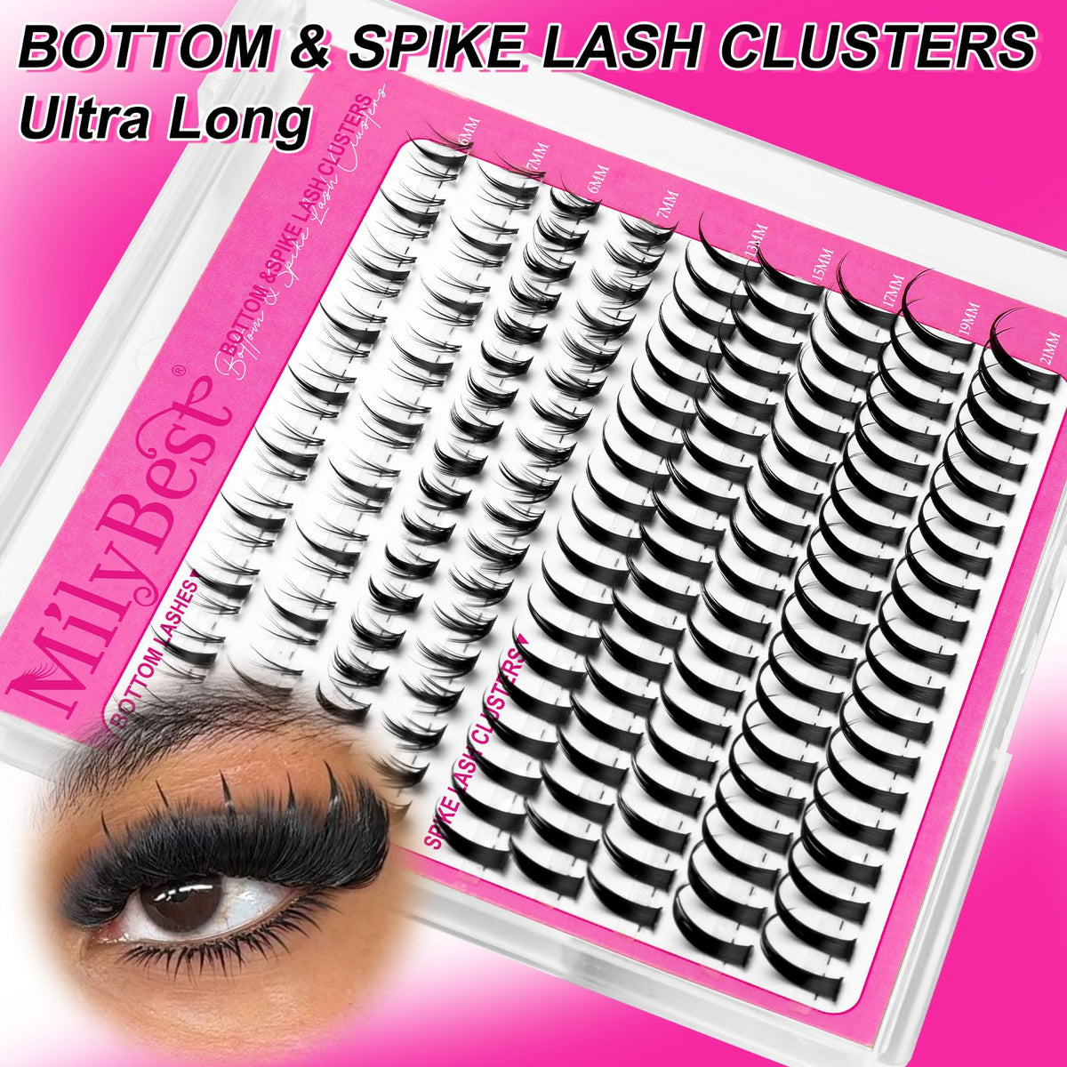MilyBest Bottom Lash Clusters with tweezers for application