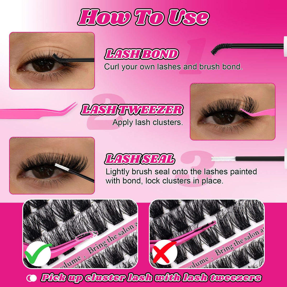 MilyBest Fable Lash Clusters Kit in use on model