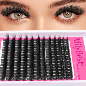 MilyBest Fluffy Lash Clusters displayed with lash glue