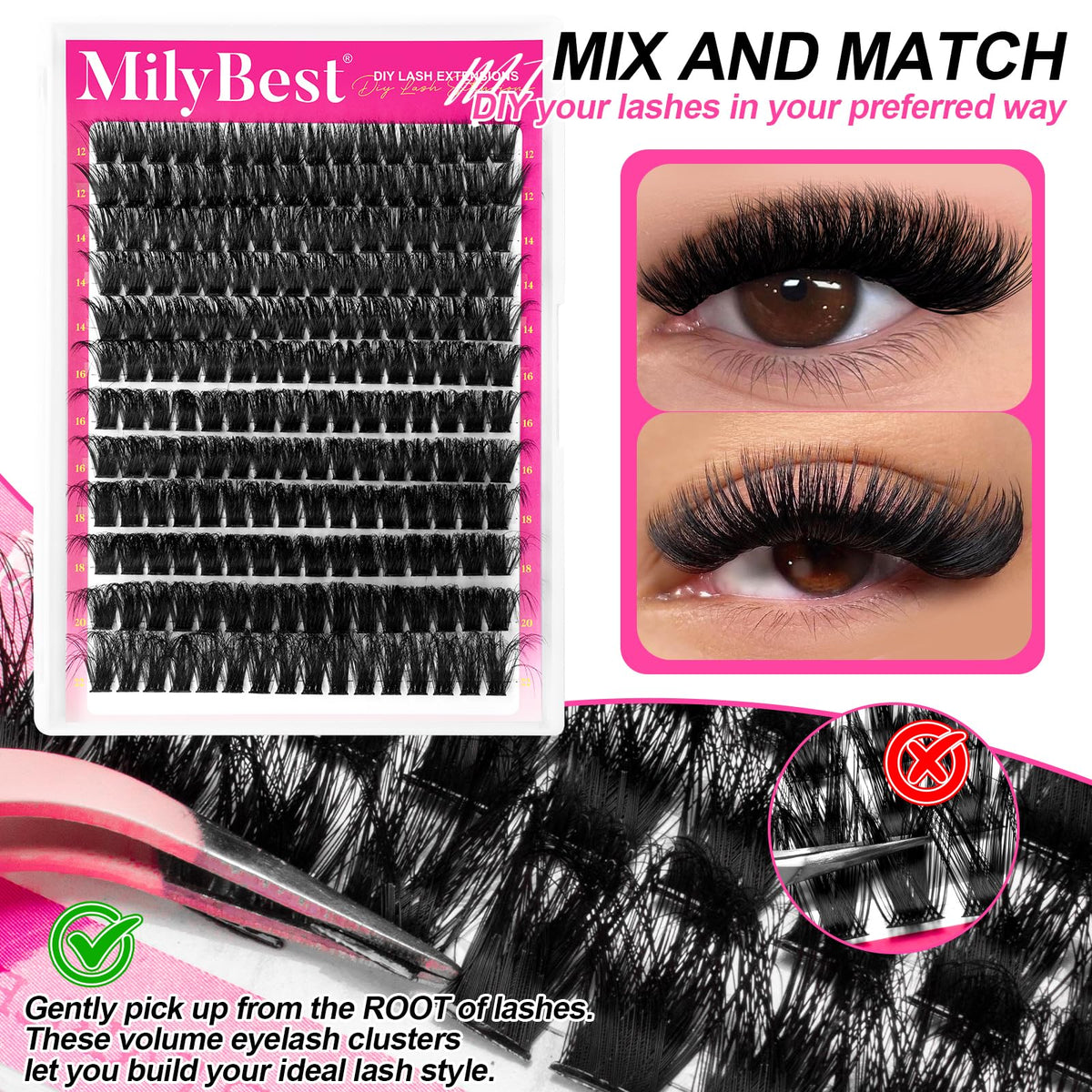 MilyBest Fluffy Lash Clusters in a variety of lengths