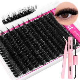 MilyBest Fluffy Lash Clusters Kit laid out on a vanity