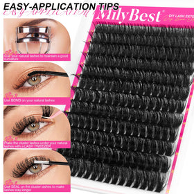 MilyBest Fluffy Lash Clusters Kit showcasing lash glue