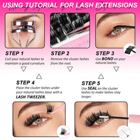 MilyBest Lash Clusters 100D showing application process