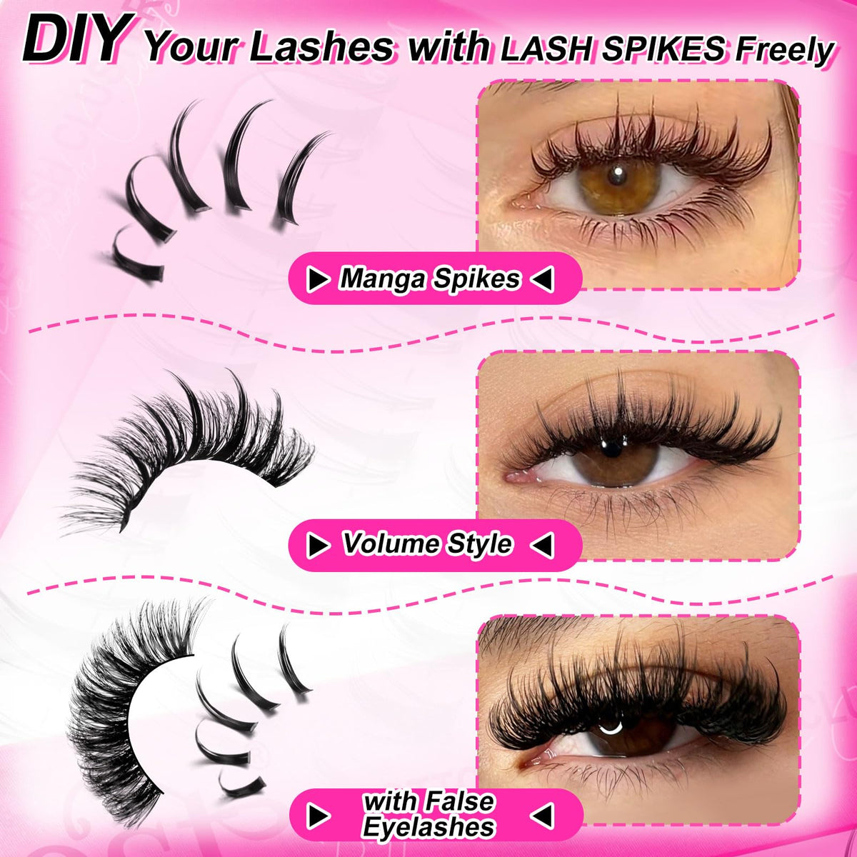 MilyBest Lash Clusters 100D side view with lash lengths