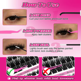 MilyBest lash clusters applied to model's eyes