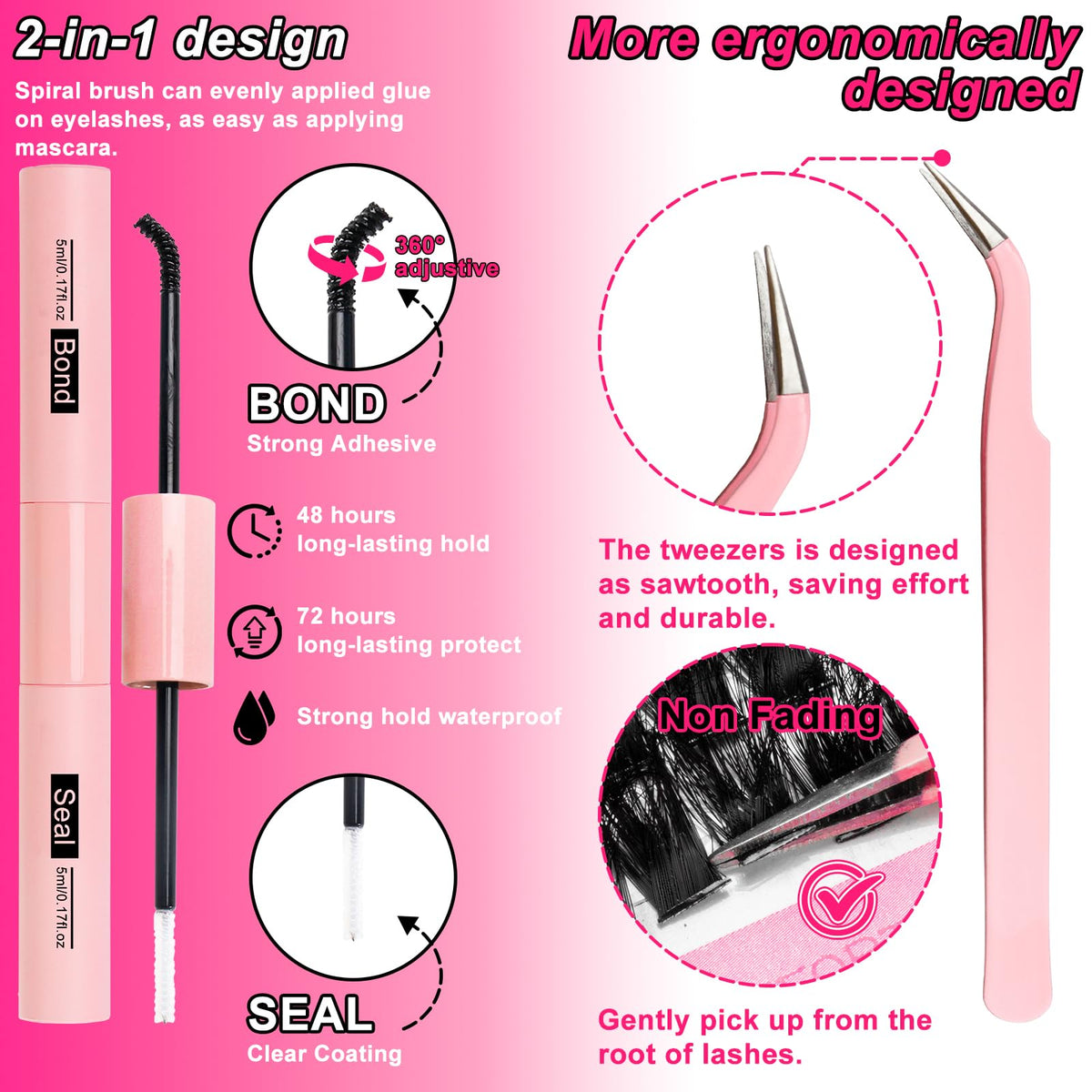 MilyBest lash clusters kit showing 10-18mm lengths