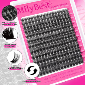 MilyBest lash clusters with dual-ended lash glue and tweezers