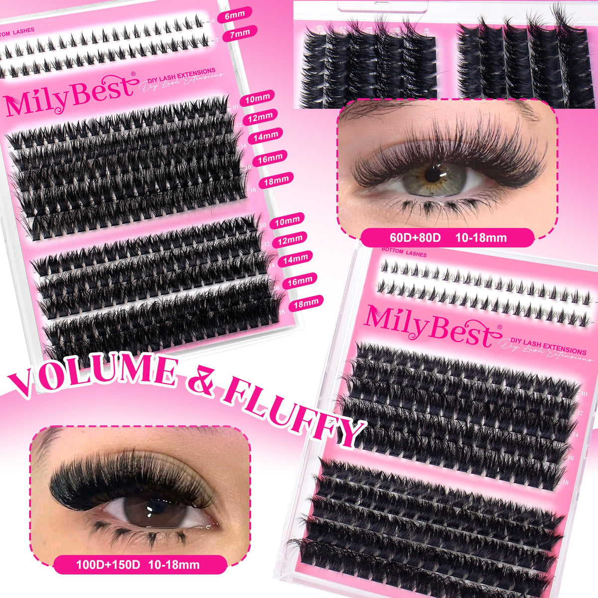 MilyBest Lash Glue and Eyelash Makeup Remover bottles