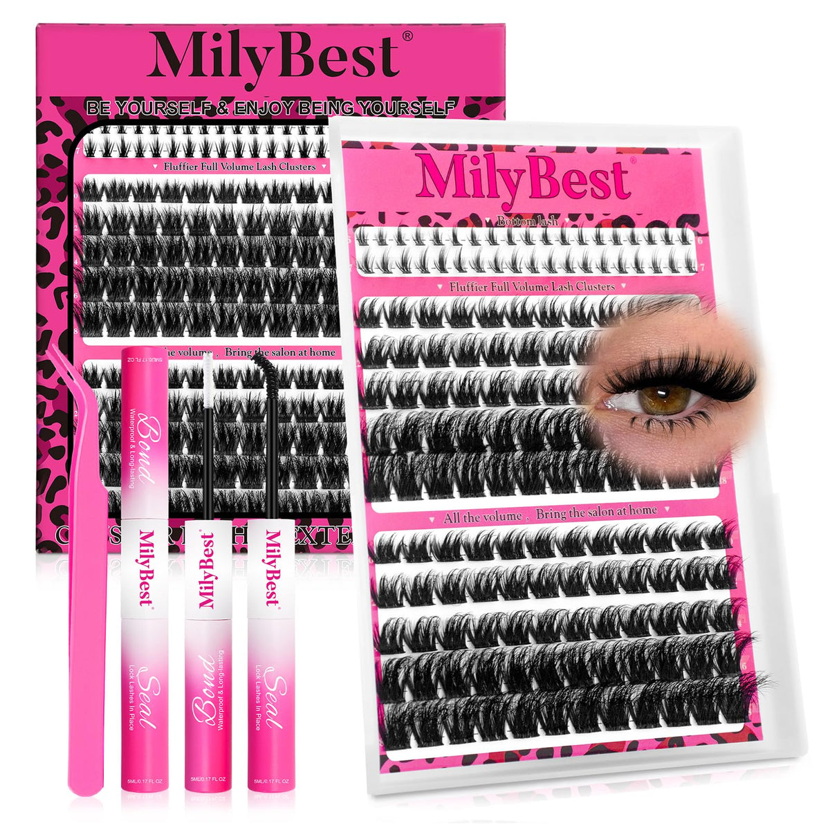 MilyBest Mist Lashes Clusters Kit front view with spiky lashes