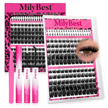 MilyBest Mist Lashes Clusters Kit front view with spiky lashes