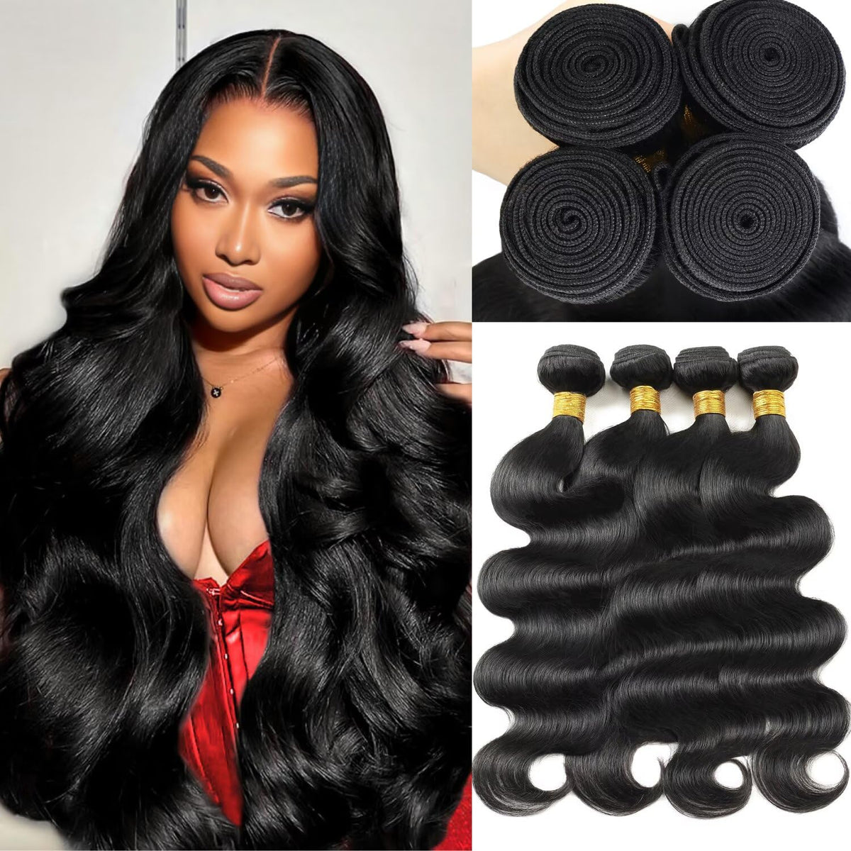 Miminis 12A Human Hair Bundles body wave 22 inch front view