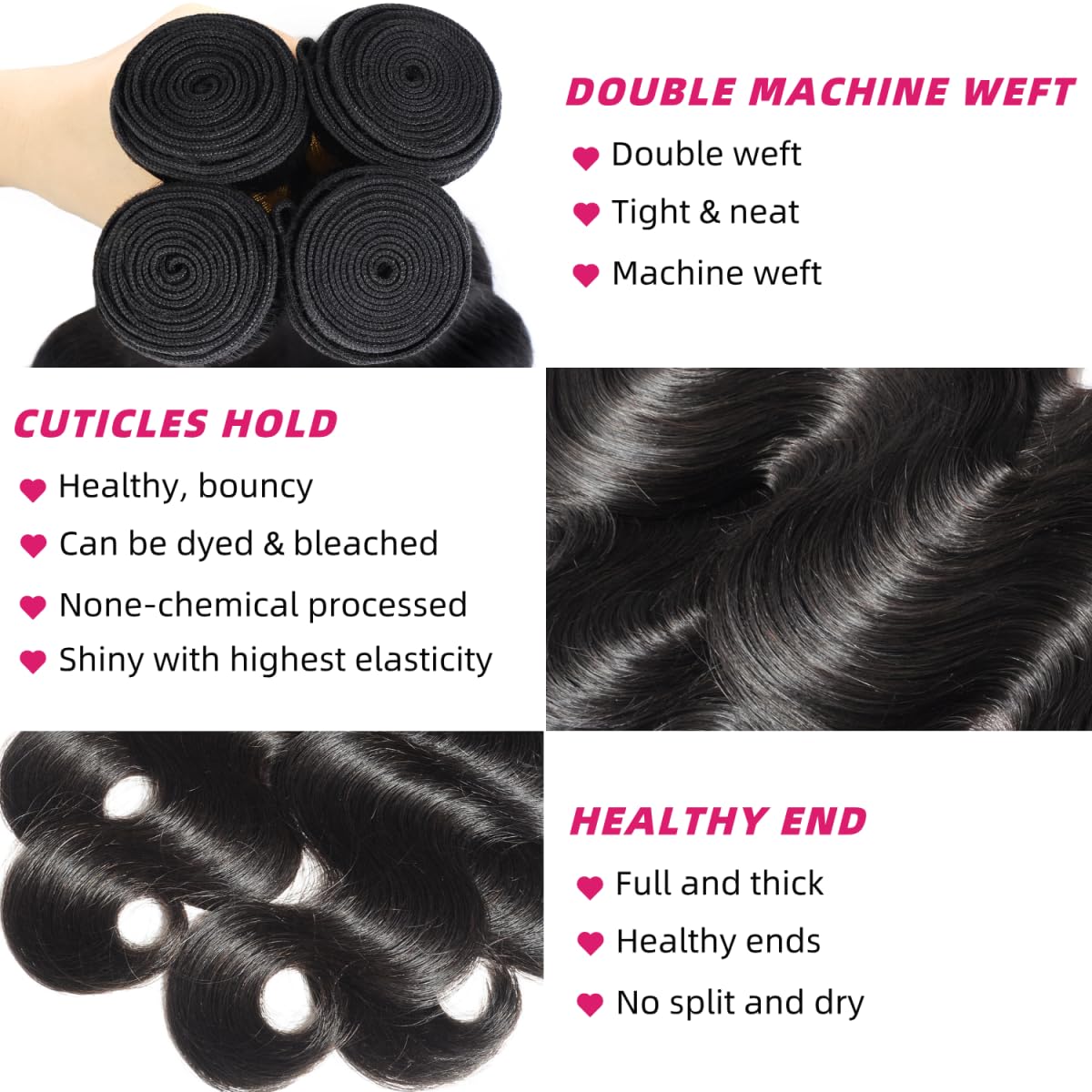 Miminis 12A Human Hair Bundles body wave 26 inch displayed with packaging