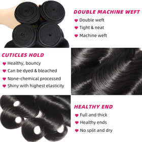 Miminis 12A Human Hair Bundles body wave 26 inch displayed with packaging