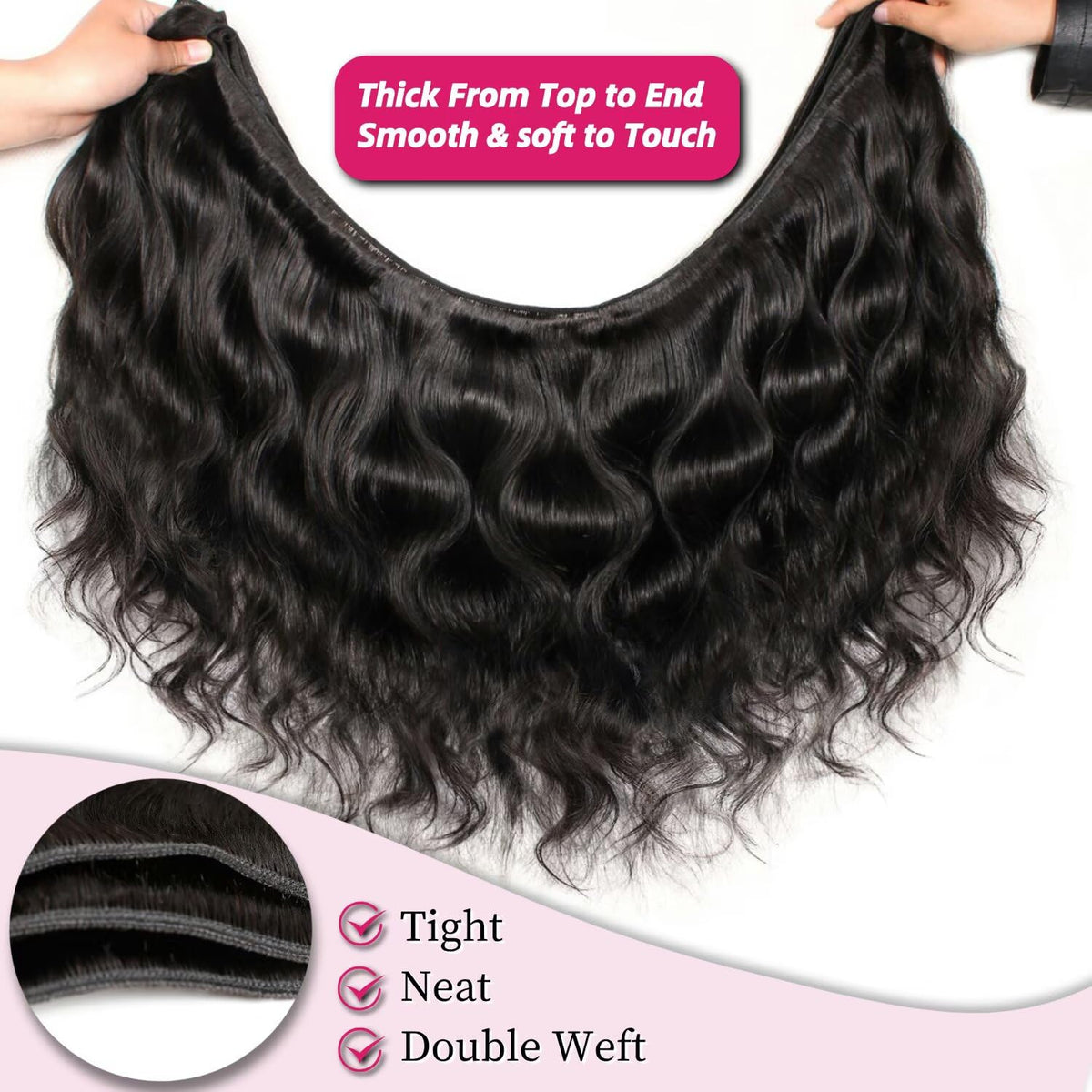 Miminis 12A Human Hair Bundles body wave 28 inch side view