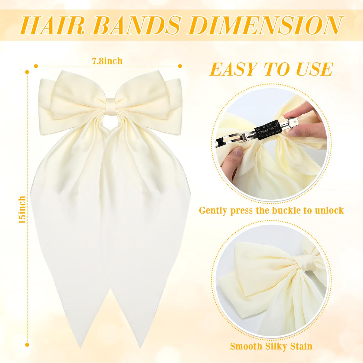 Mimorou satin hair bows in various styles and colours