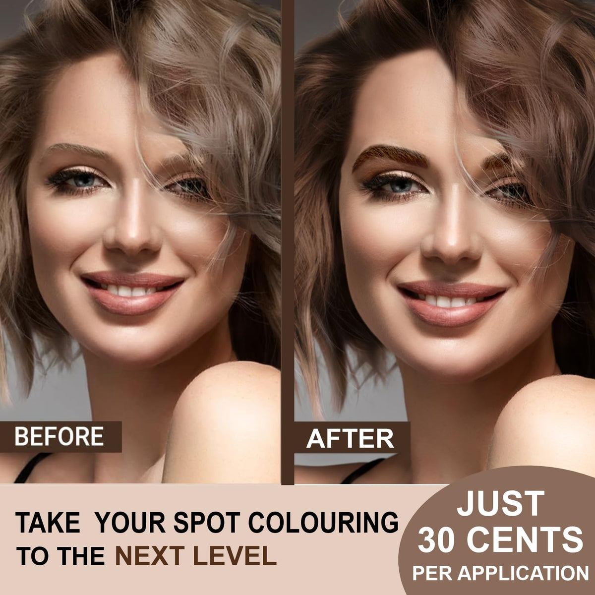 MinaiBrow Henna Tint Kit light brown results on hair