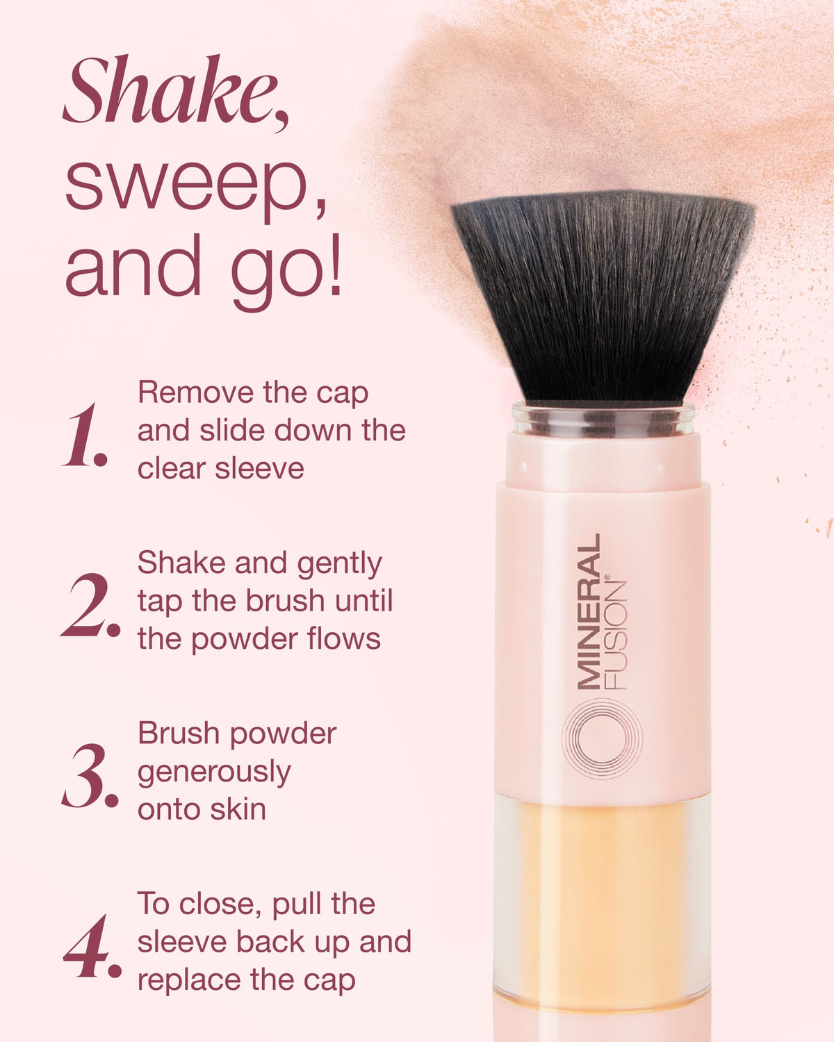 Mineral Fusion Brush-On Powder Sunscreen on a vanity