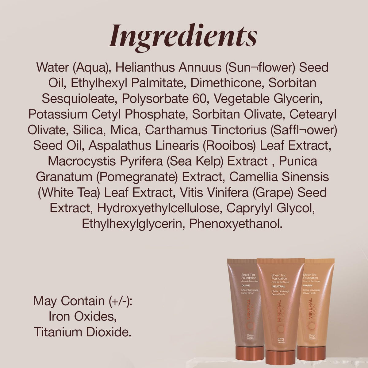 Mineral Fusion Sheer Tint Foundation Olive in natural light