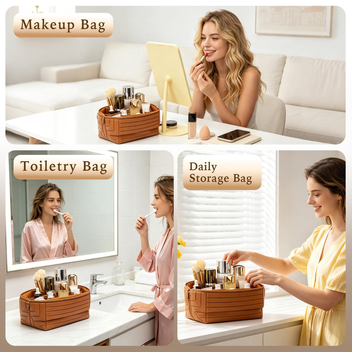 Minoisome Travel Makeup Bag packaging display