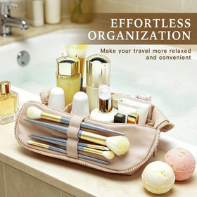 Minoisome Travel Makeup Bag side view with adjustable dividers