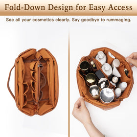 Minoisome Travel Makeup Bag side view with adjustable dividers